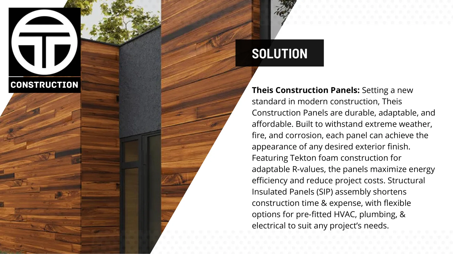 Theis Construction Panel — the all-in-one building solution with wood exterior finish